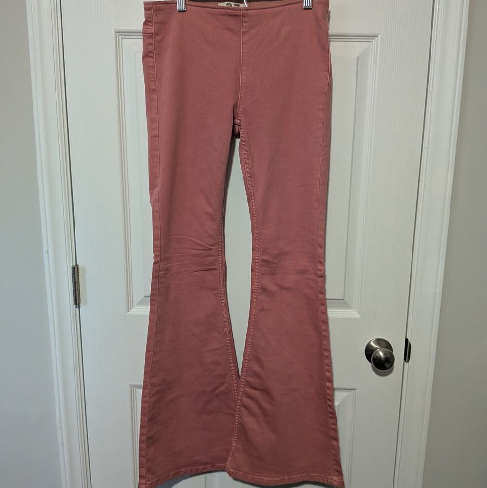 We The Free Free People Penny Pull On Flare Jeans Clay Rose Pink 27x33
